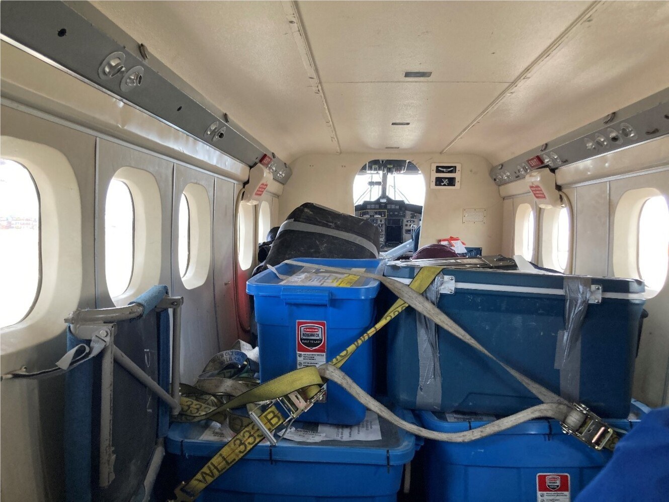 Twin Otter interior with luggage