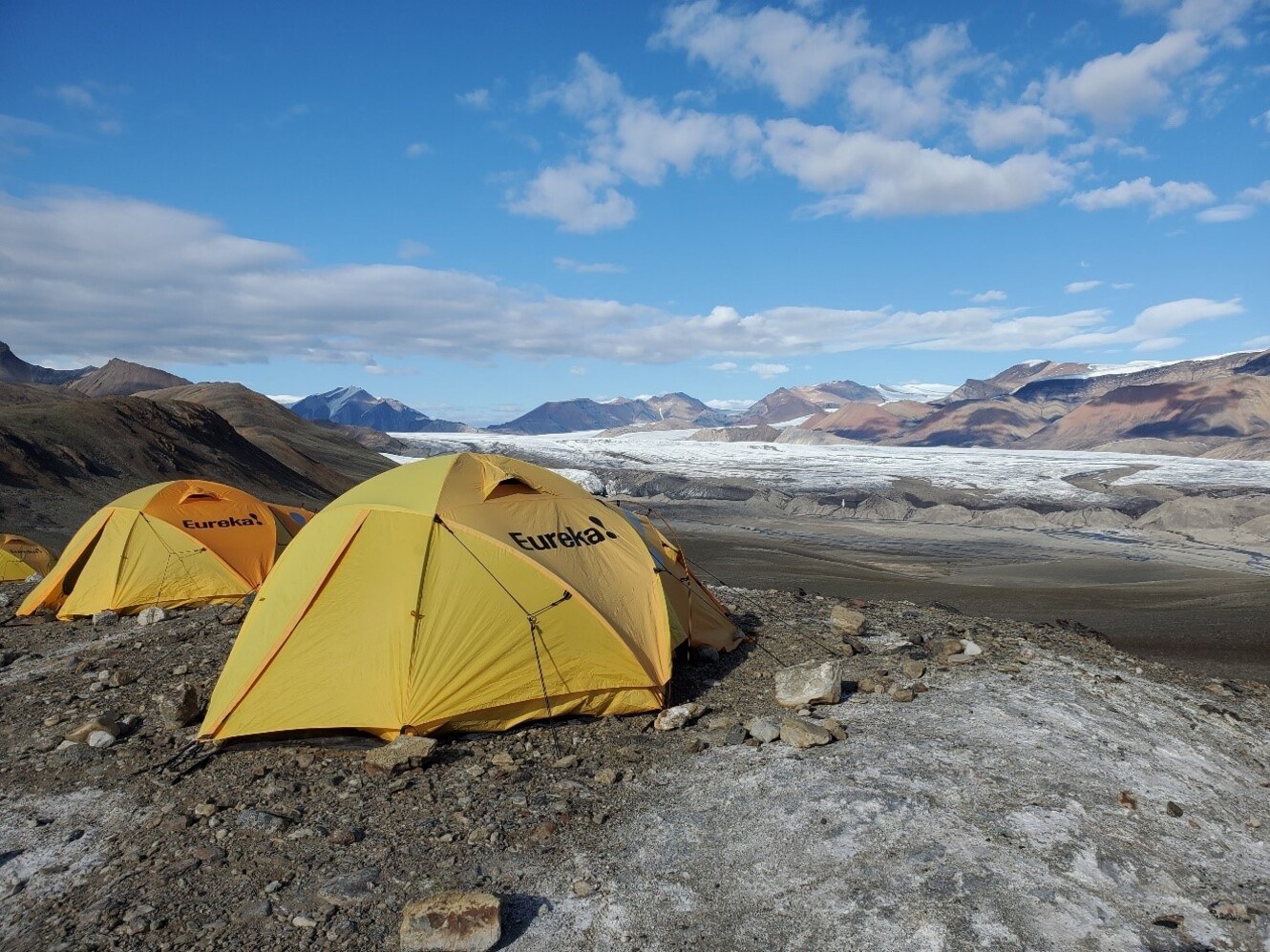Camp with glacier views